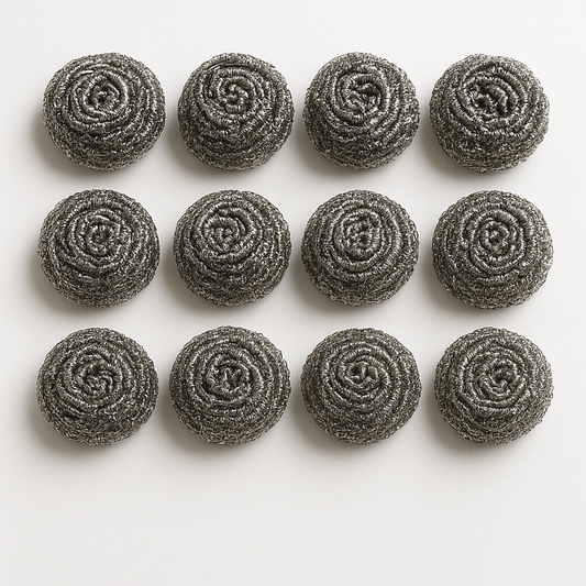 Stainless Steel Scrubbers – Heavy Duty Scouring Pads for Kitchen & Commercial Use (12 Pack)