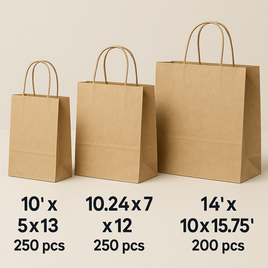 Kraft Paper Bags with Twisted Handles – Bulk Pack (250/200 pcs) | Reusable Shopping & Gift Bags