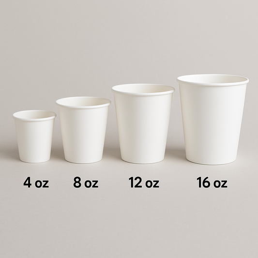 White Paper Cups – 4 oz, 8 oz, 12 oz, 16 oz | Durable, Disposable, Hot & Cold Beverage Cups – Restaurant & Café Use (S.W.) *** 1,000 PCS***