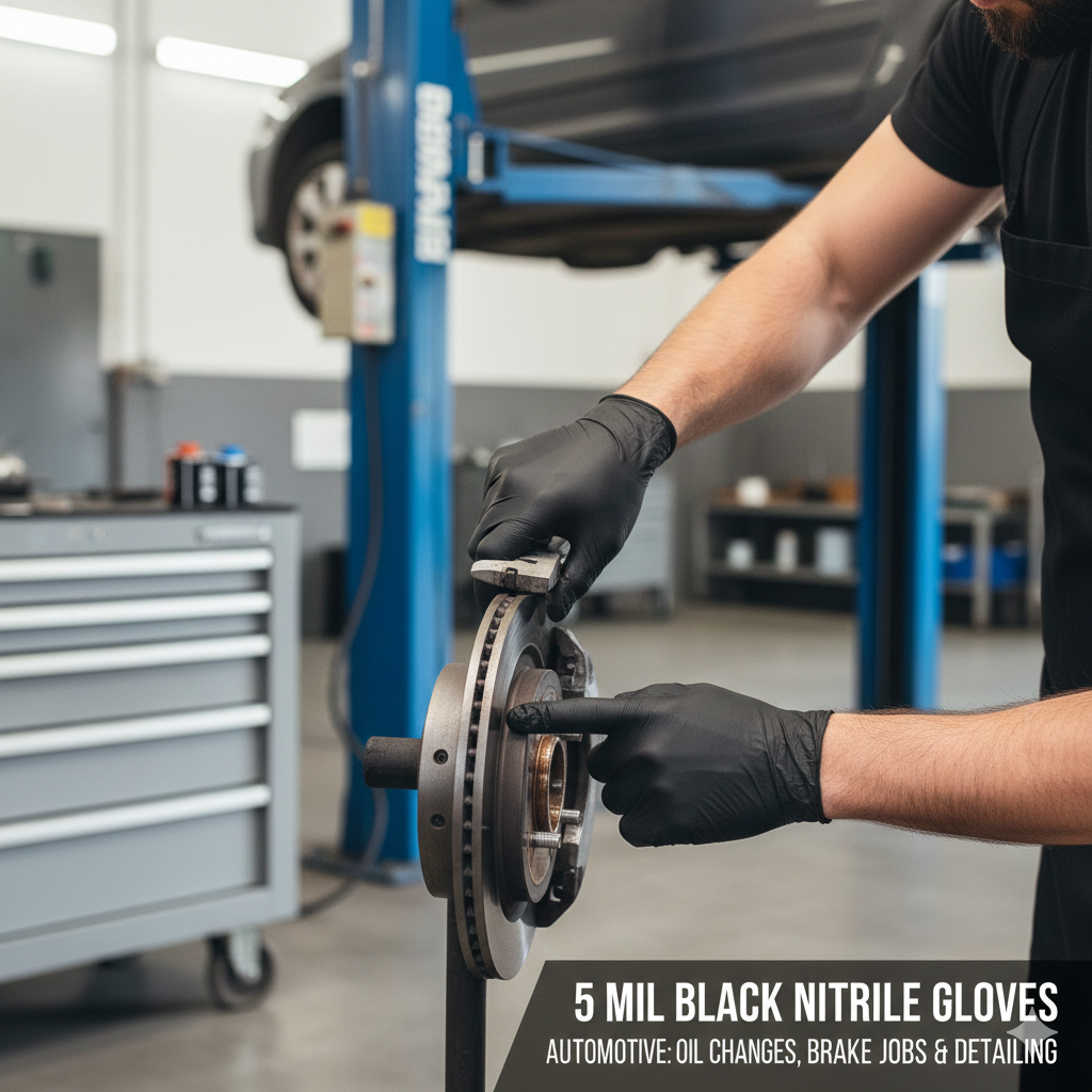 5 Mil Black Nitrile Gloves