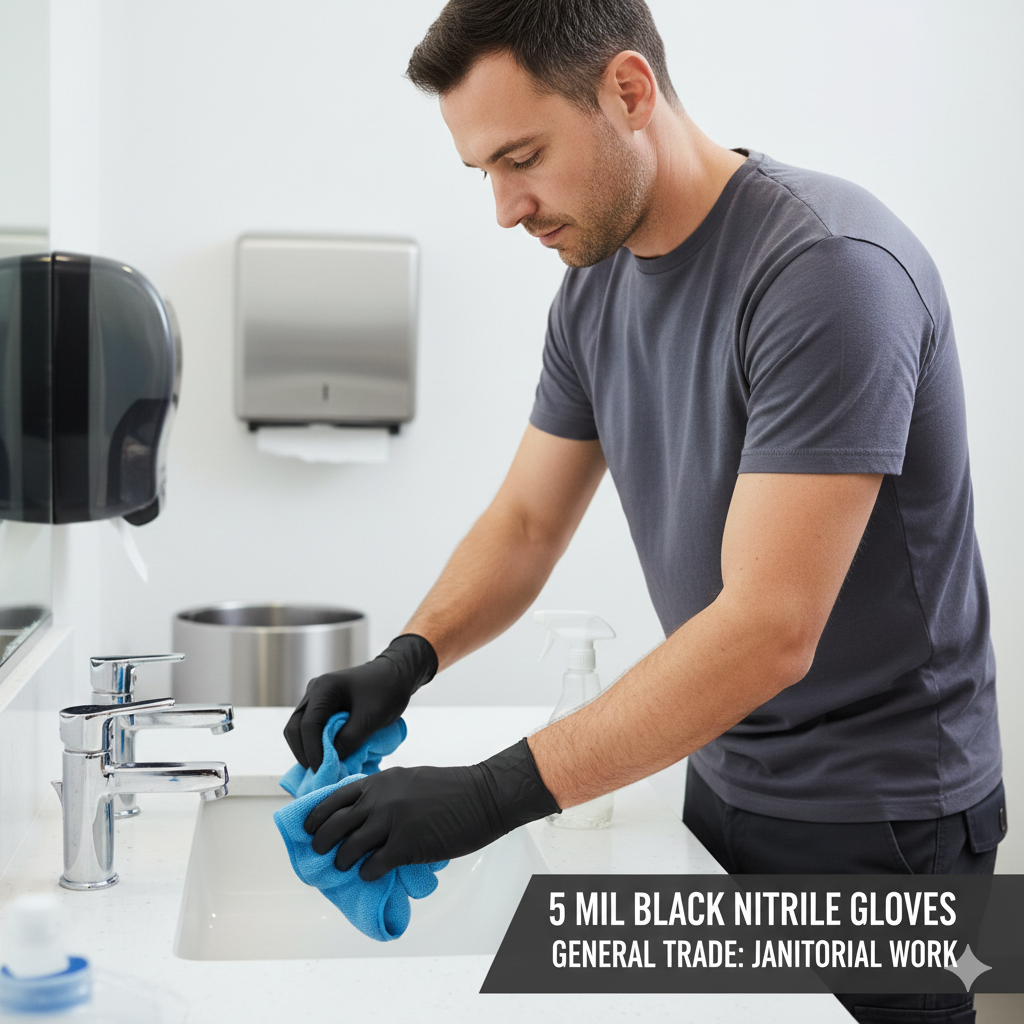 5 Mil Black Nitrile Gloves