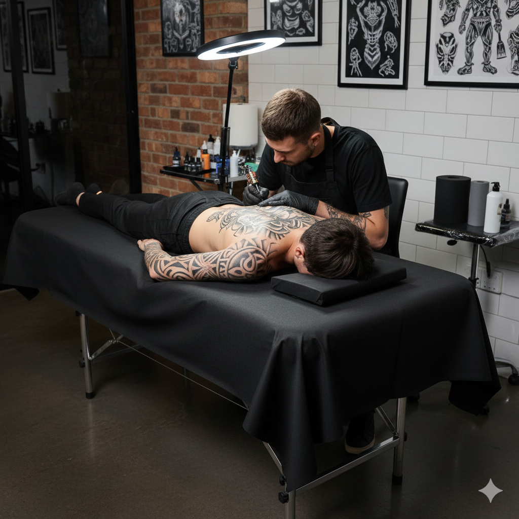 Bulk Case of 50 Disposable Protective Bed Sheets – Professional Grade for Tattoo, Massage, and Spa Clinics (Black, Blue, Pink)