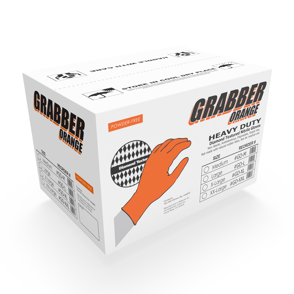 8 Mil Orange Diamond-Grip Nitrile Gloves