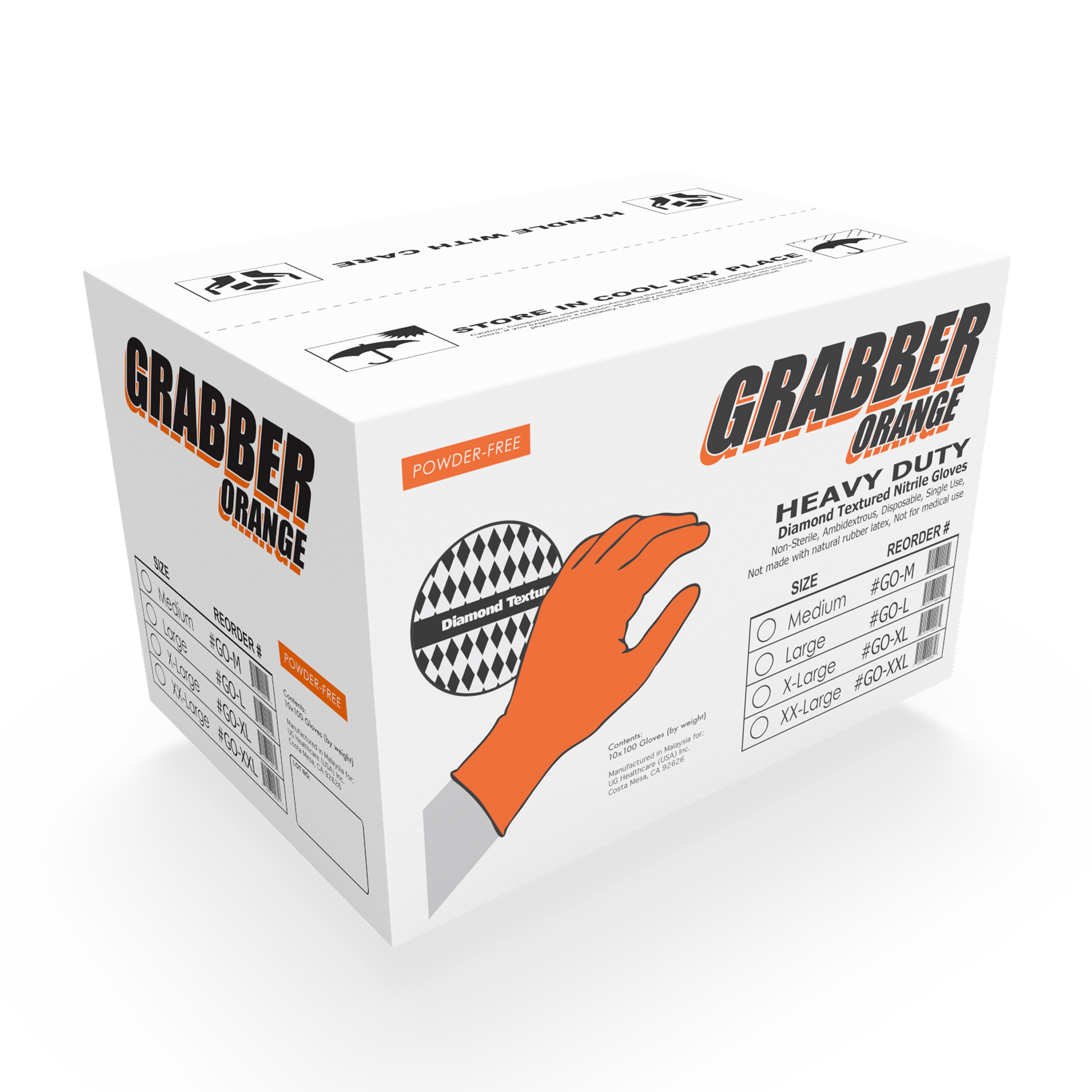 8 Mil Orange Diamond-Grip Nitrile Gloves