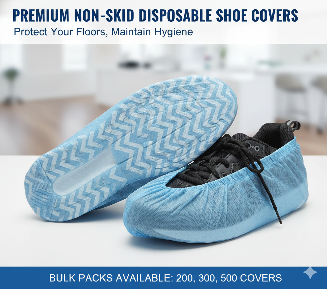 Premium Disposable Shoe Covers – Non-Slip (Bulk Packs)