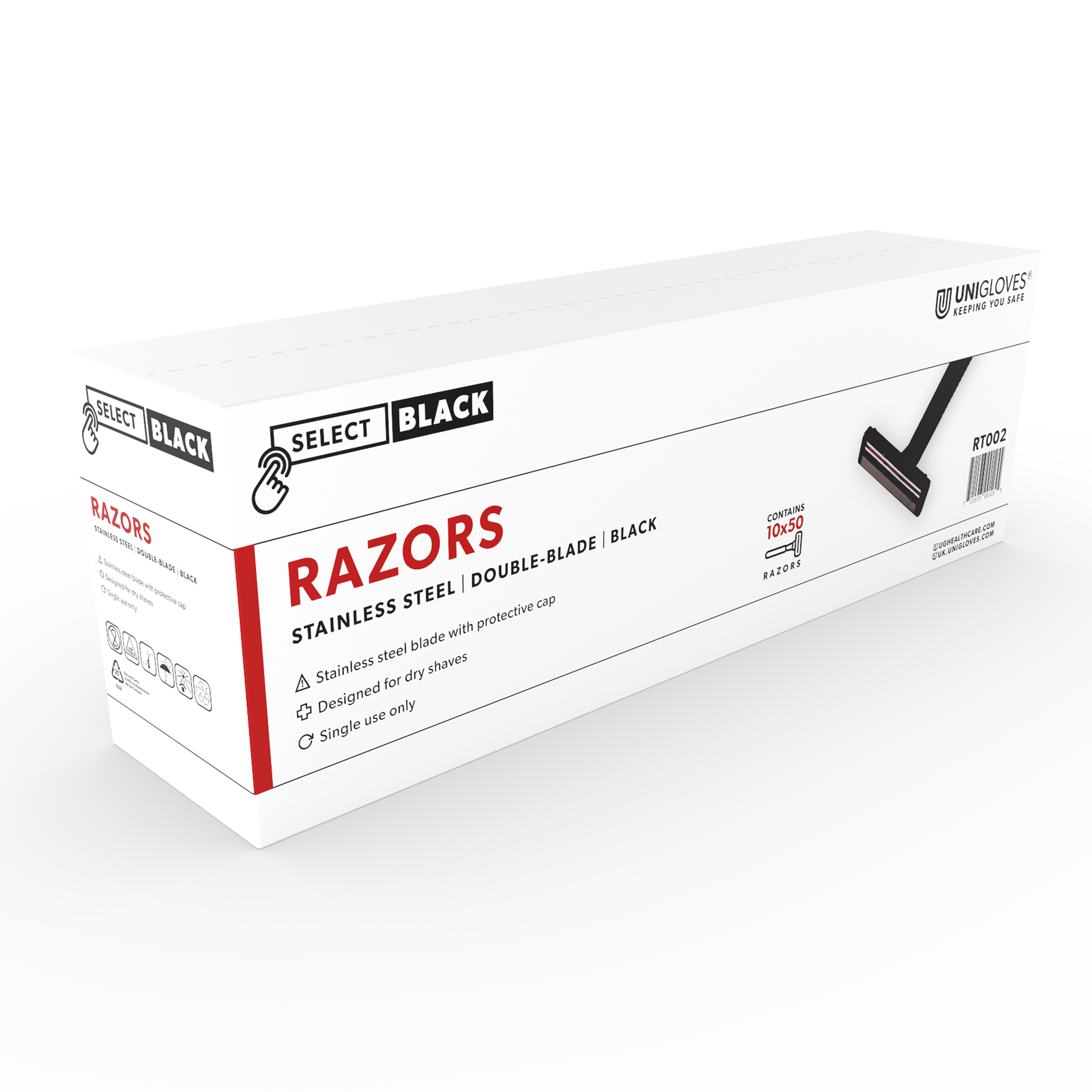 Black Disposable Razors – Double-Blade Stainless Steel for Professional Prep