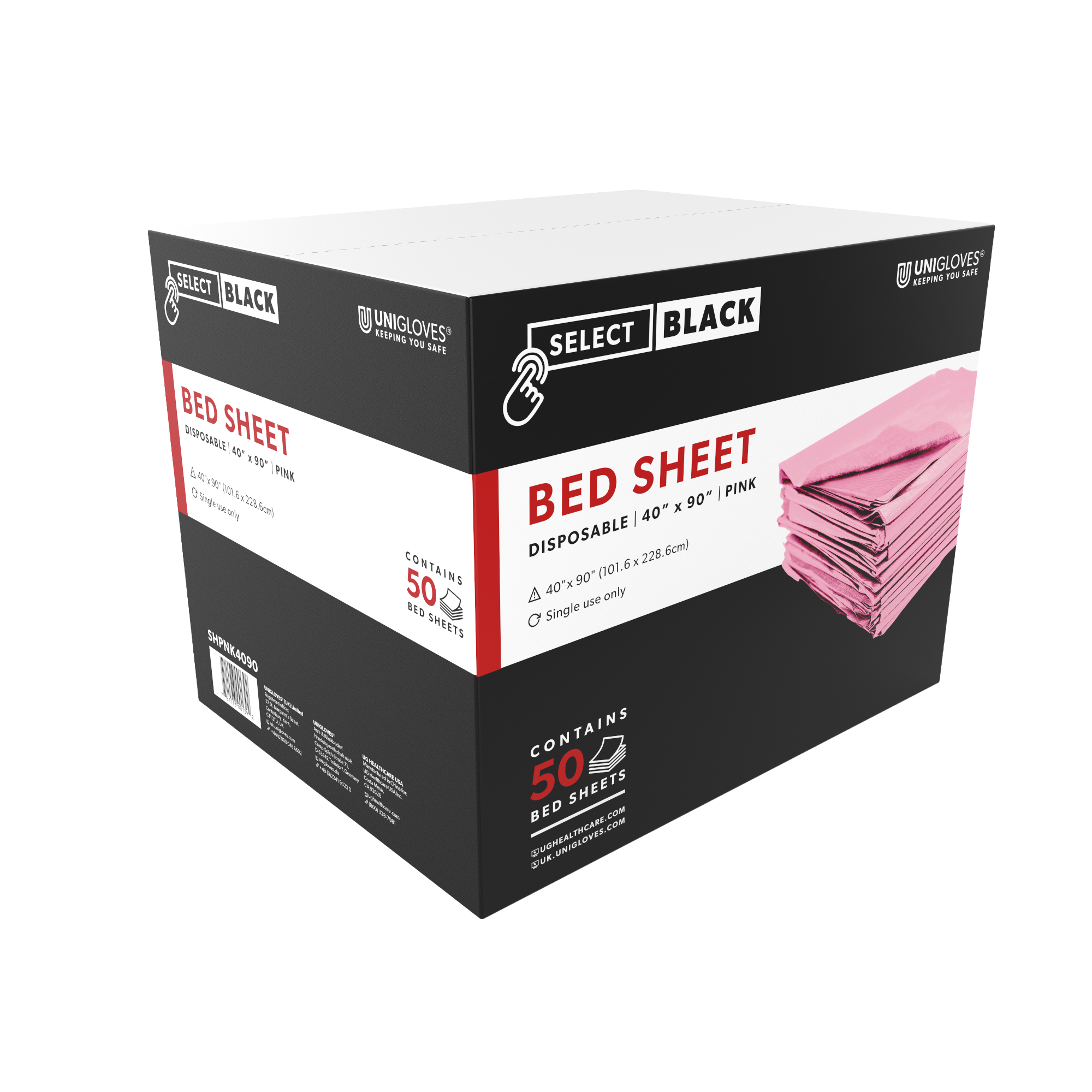 Bulk Case of 50 Disposable Protective Bed Sheets – Professional Grade for Tattoo, Massage, and Spa Clinics (Black, Blue, Pink)