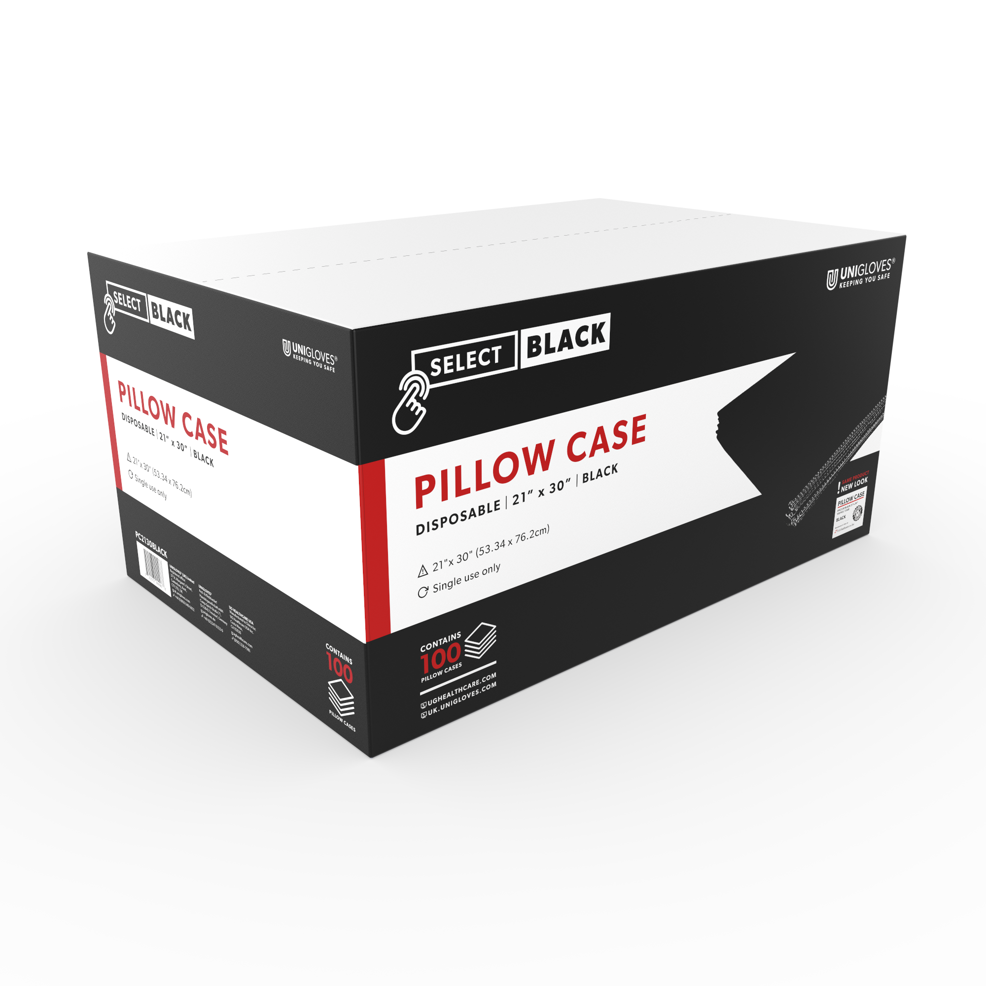 Black Disposable Pillowcases – 21" x 30" Soft Protective Covers – 100ct Full Case (Black, Blue, or Pink)