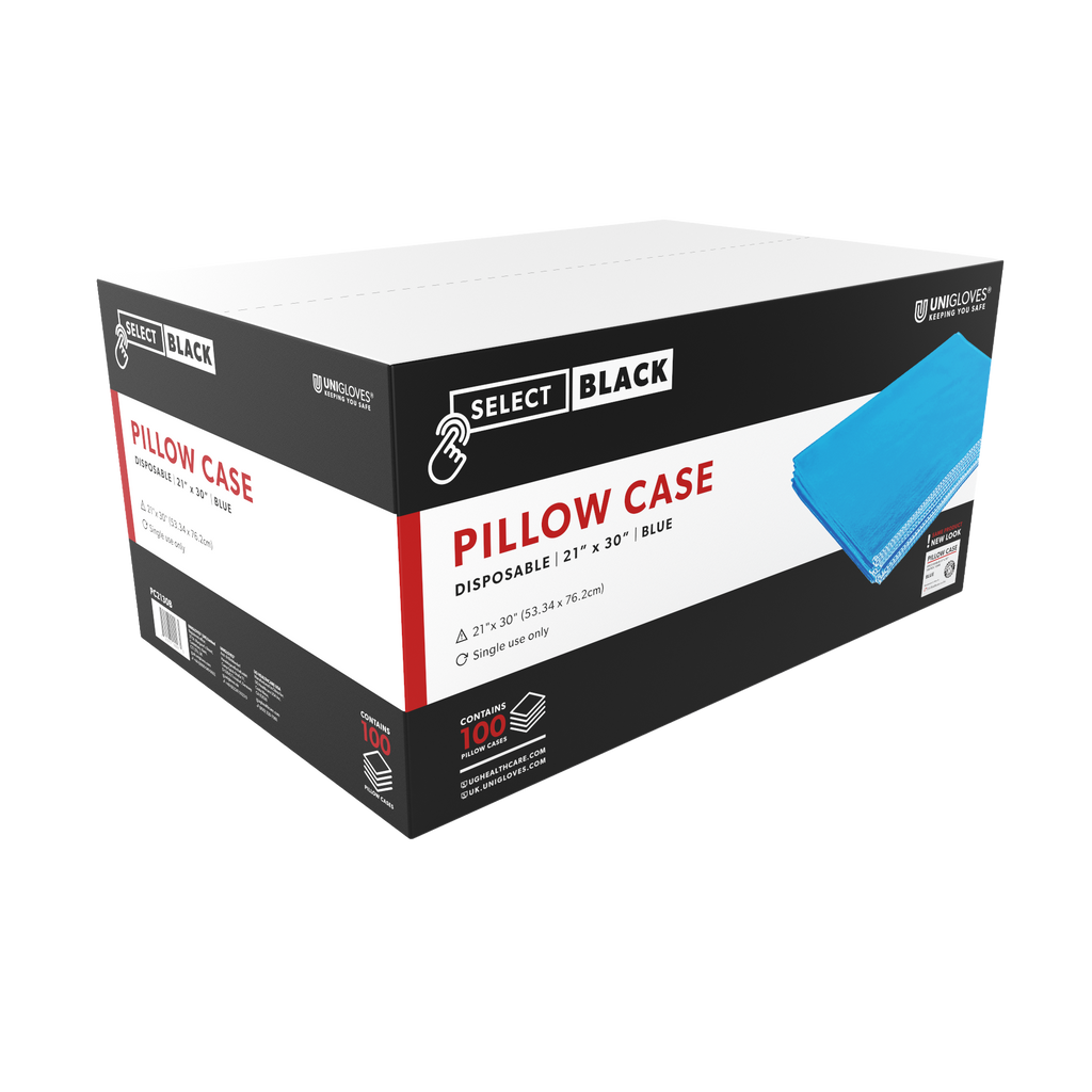 Black Disposable Pillowcases – 21" x 30" Soft Protective Covers – 100ct Full Case (Black, Blue, or Pink)