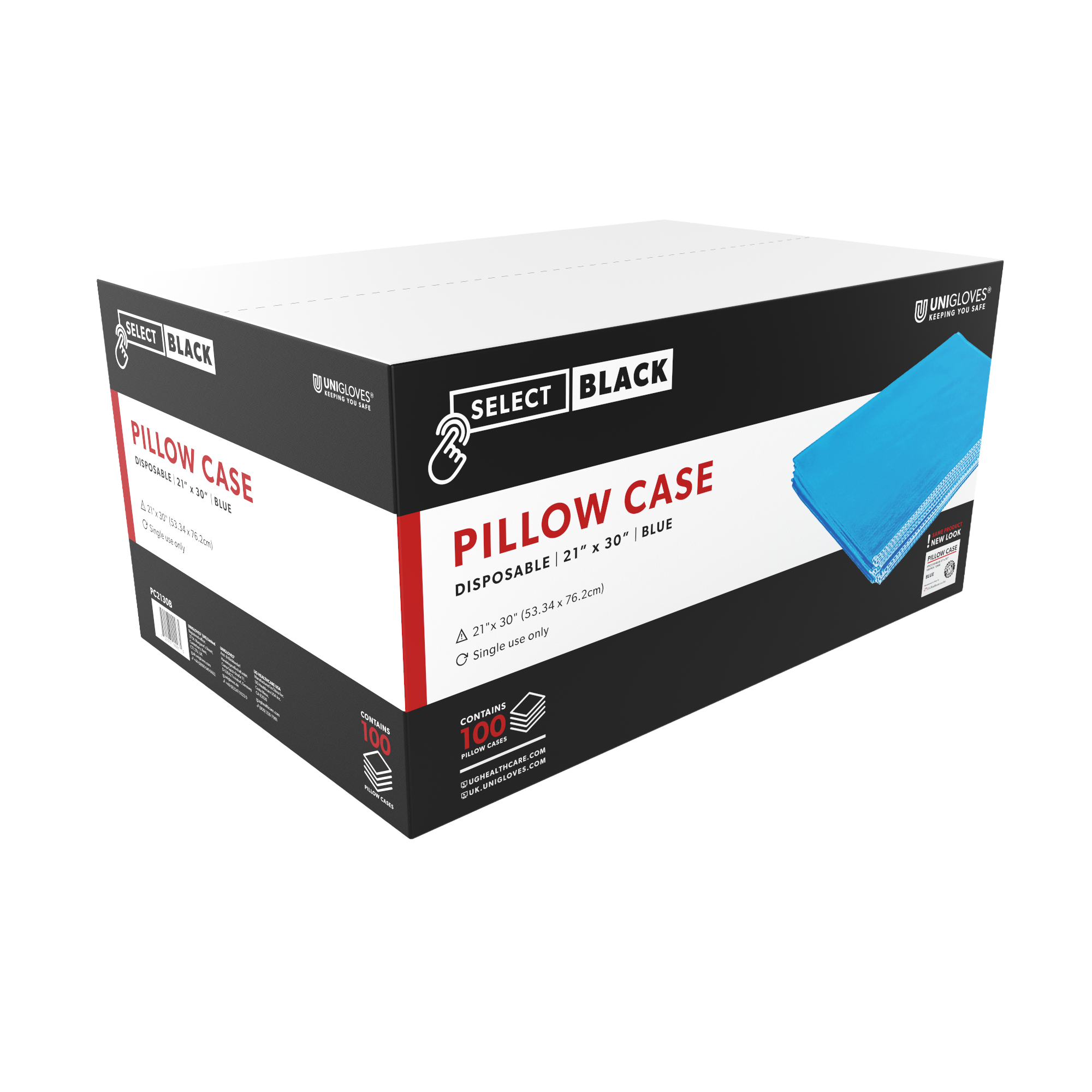 Black Disposable Pillowcases – 21" x 30" Soft Protective Covers – 100ct Full Case (Black, Blue, or Pink)